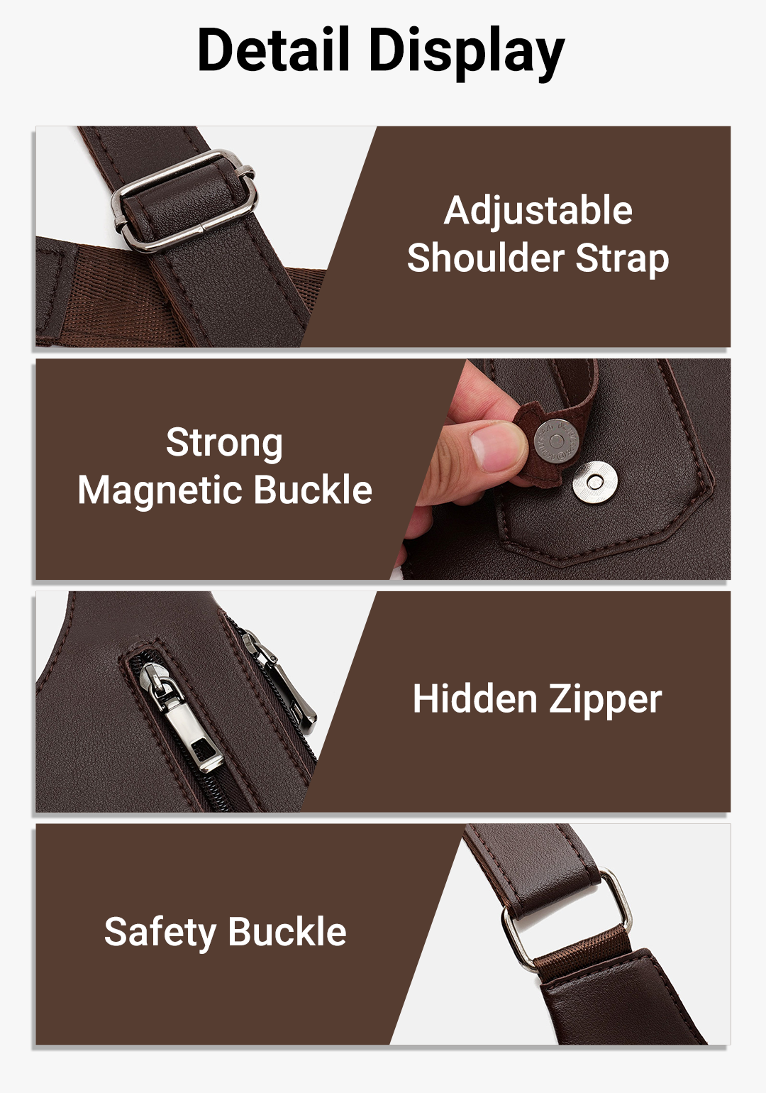 Outdoor Anti-theft Tactical Bag Men Retro Double Shoulder Strap Multi-pocket Crossbody Bags PU Waterproof Phone Bag Chest Bags