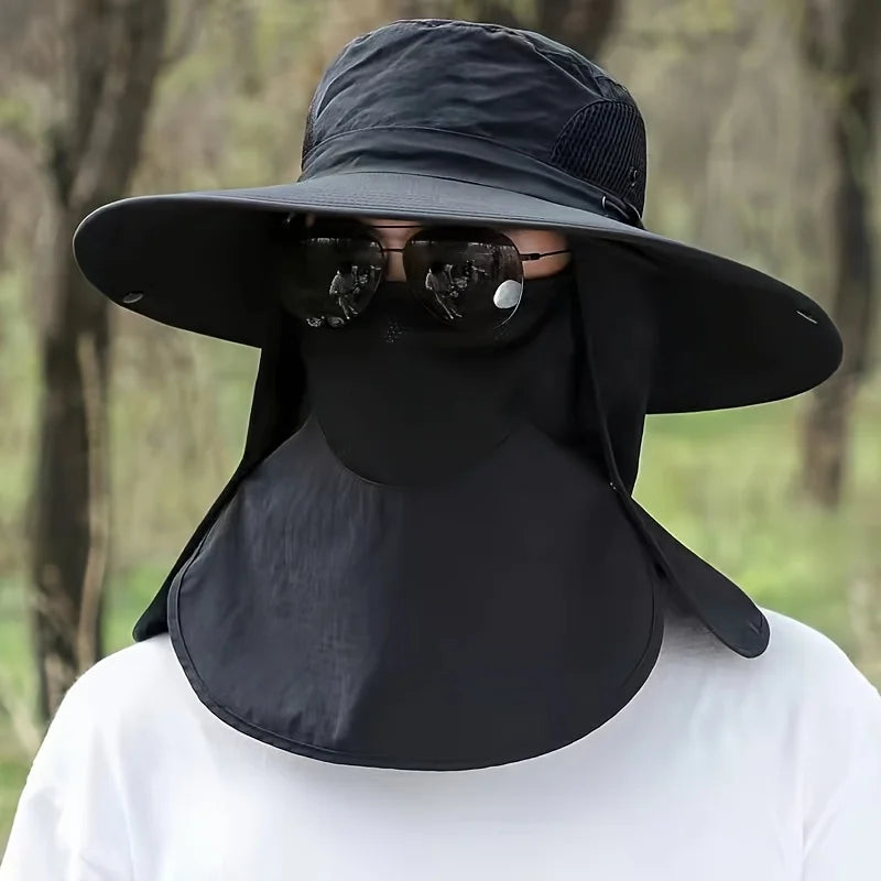 Summer Sun Hats UV Protection Outdoor Hunting Fishing Cap For Men Women Hiking Camping Visor Bucket Hat Neck Flap Fisherman Hat