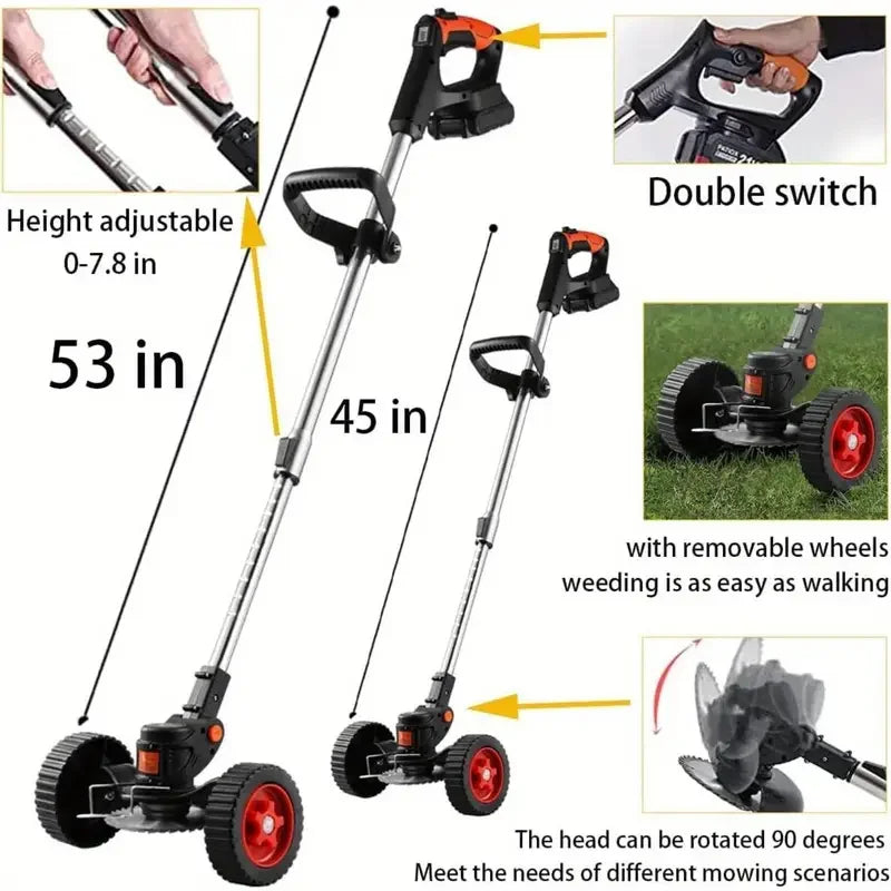2025 Upgraded 24V Cordless Electric Weed Eater Lawn Edger Grass String Trimmer Cutter Mower For Yard Maintenance & Garden Care