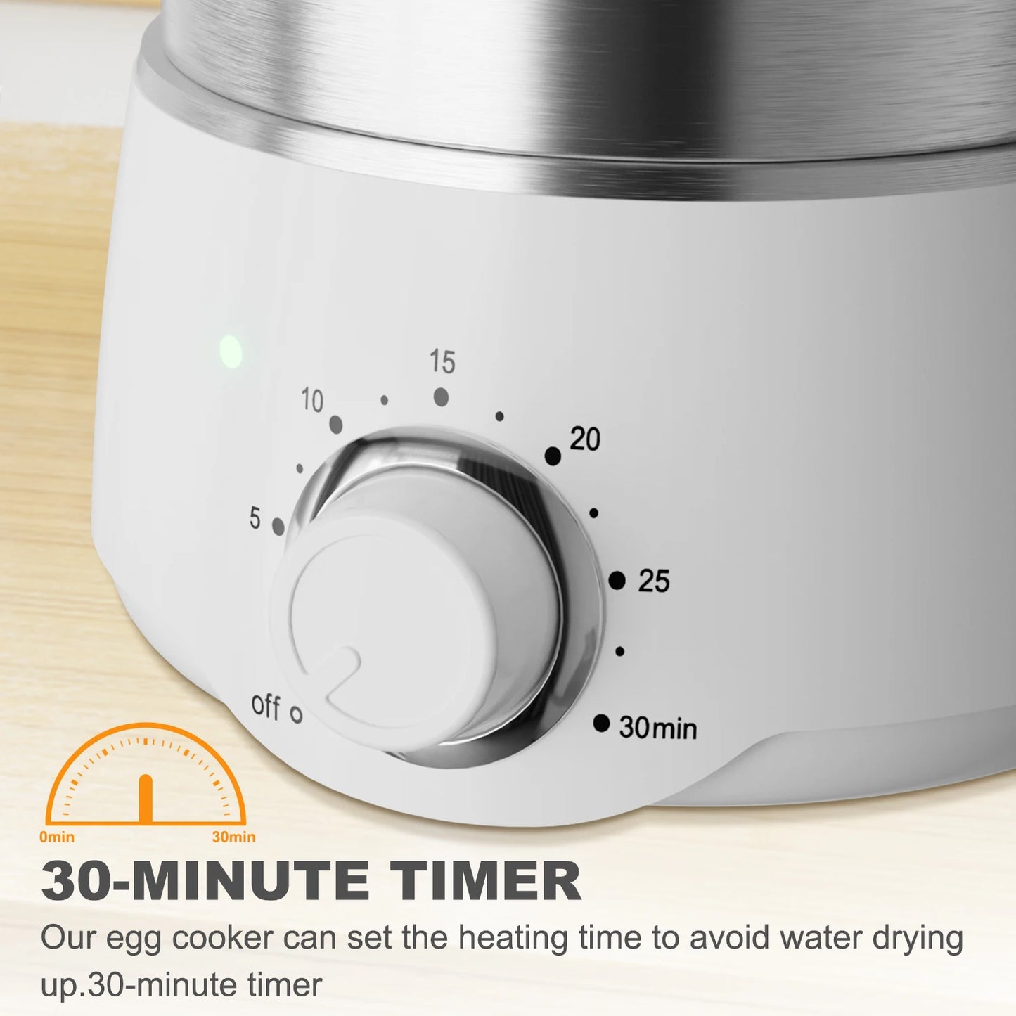 14-Egg Capacity Electric Hard Boiled Stainless Steel Egg Cooker with 30-Min Timer and Auto Shut-Off