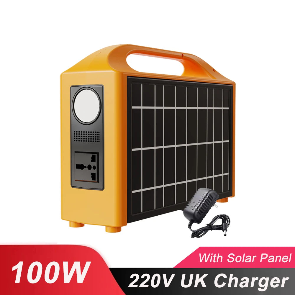 100W Power Station 220V 110V Power Supply Solar Generator Portable Power Bank LiFePo4 Battery With Solar Panel Outdoor Camping