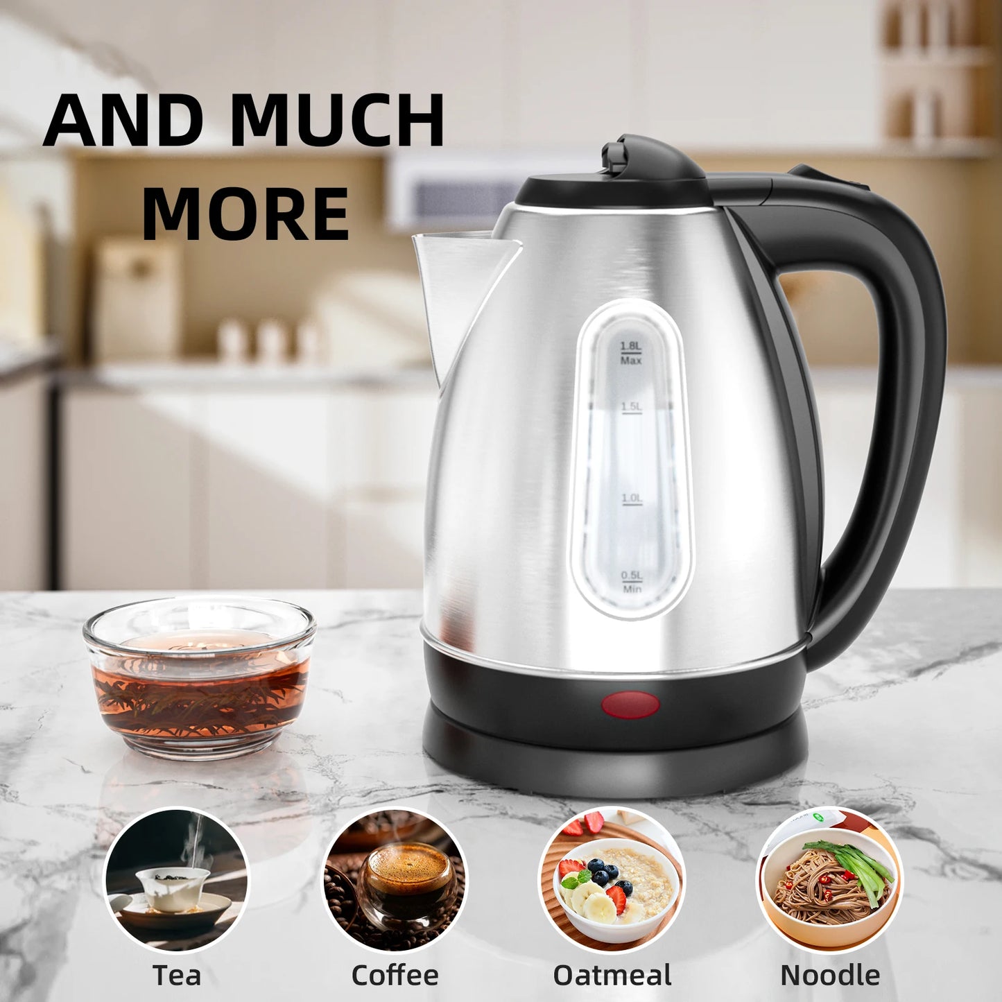 1.8 Liter Tea Kettle Electric & Hot Water Kettle, 1500W Fast Boil with LED Light, Auto Shut-Off