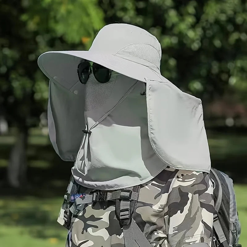 Summer Sun Hats UV Protection Outdoor Hunting Fishing Cap For Men Women Hiking Camping Visor Bucket Hat Neck Flap Fisherman Hat