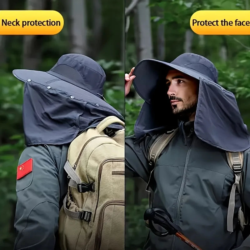 Summer Sun Hats UV Protection Outdoor Hunting Fishing Cap For Men Women Hiking Camping Visor Bucket Hat Neck Flap Fisherman Hat