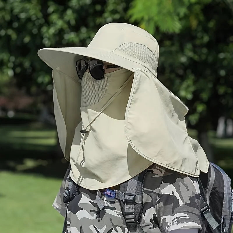 Summer Sun Hats UV Protection Outdoor Hunting Fishing Cap For Men Women Hiking Camping Visor Bucket Hat Neck Flap Fisherman Hat