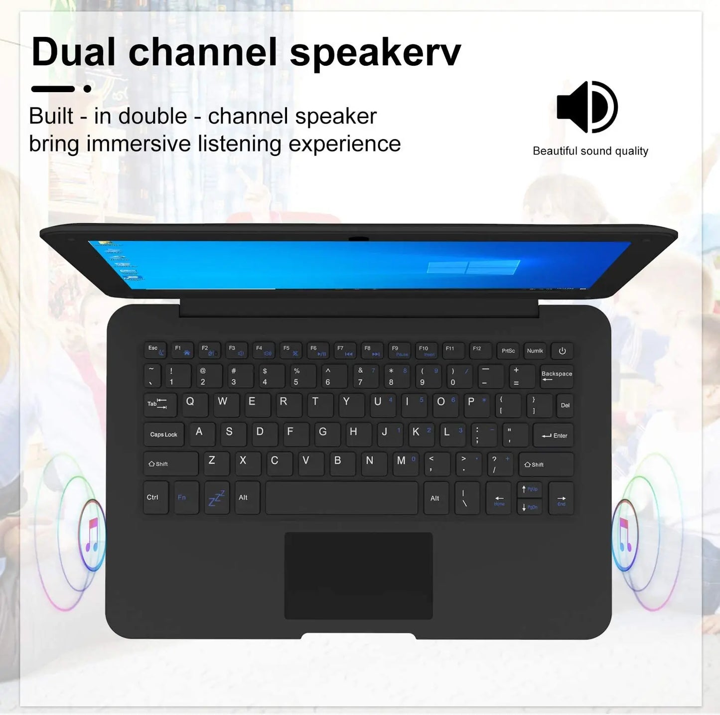10.1Inch Portable Laptop Mini Computer Ultra Thin Notebook with Intel Atom N3330 6GB RAM and 64GB Storage with Windows10 OS