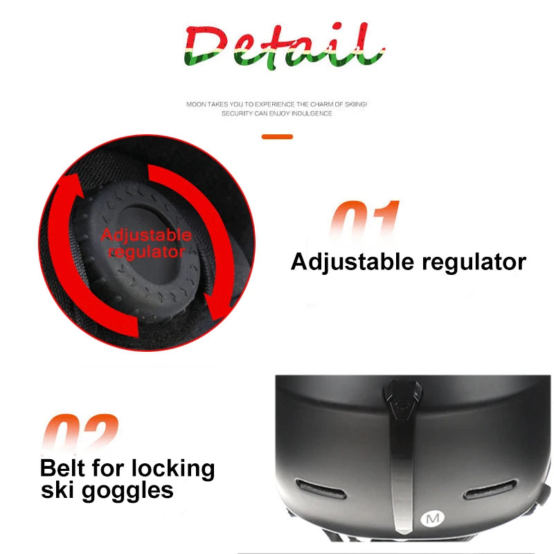 MOON Goggles Skiing Helmet Integrally-Molded PC+EPS High-Quality Ski Helmet Outdoor Adult Sport Ski Snowboard Skateboard Helmets