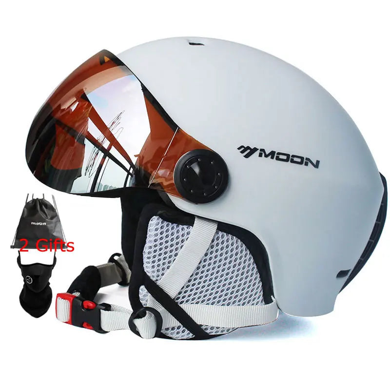 MOON Skiing Helmet with Goggles Integrally-Molded PC+EPS High-Quality Ski Helmet Outdoor Sports Ski Snowboard Skateboard Helmets
