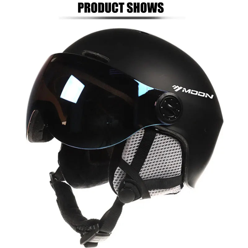 MOON Skiing Helmet with Goggles Integrally-Molded PC+EPS High-Quality Ski Helmet Outdoor Sports Ski Snowboard Skateboard Helmets
