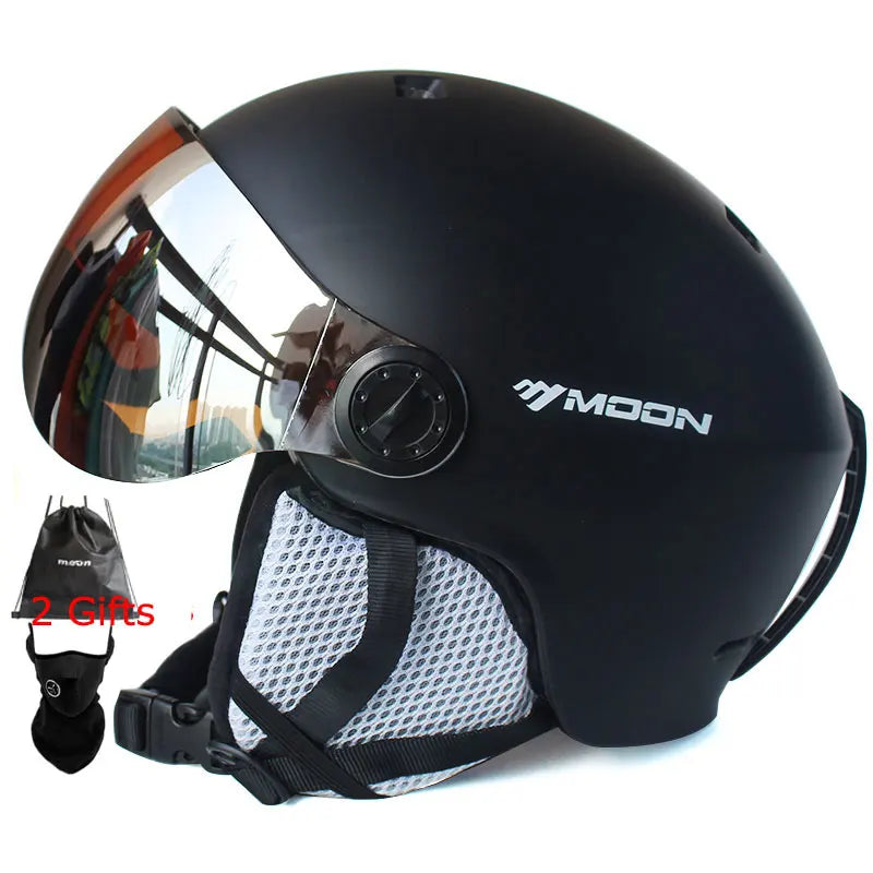 MOON Skiing Helmet with Goggles Integrally-Molded PC+EPS High-Quality Ski Helmet Outdoor Sports Ski Snowboard Skateboard Helmets