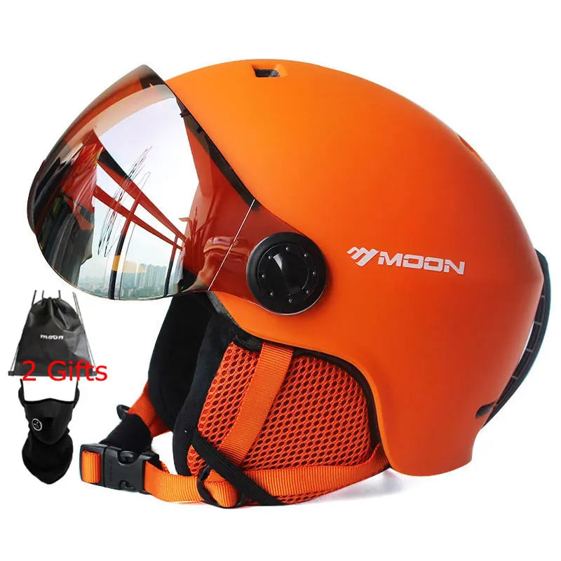 MOON Skiing Helmet with Goggles Integrally-Molded PC+EPS High-Quality Ski Helmet Outdoor Sports Ski Snowboard Skateboard Helmets