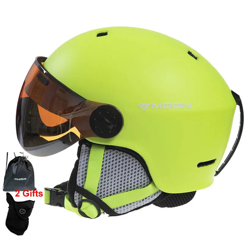 MOON Skiing Helmet with Goggles Integrally-Molded PC+EPS High-Quality Ski Helmet Outdoor Sports Ski Snowboard Skateboard Helmets