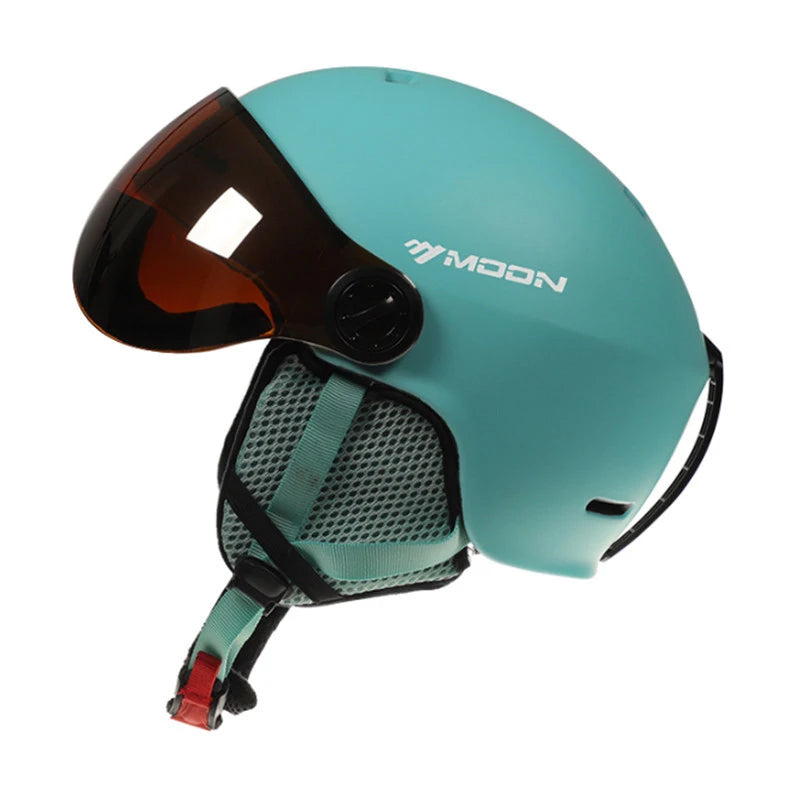 MOON Skiing Helmet Integrally-Molded PC+EPS High-Quality Ski Helmet Goggles Outdoor Sports Ski Snowboard Skateboard Helmets Mens