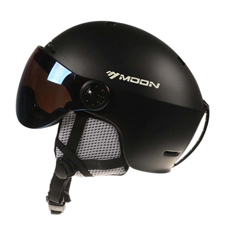 MOON Skiing Helmet Integrally-Molded PC+EPS High-Quality Ski Helmet Goggles Outdoor Sports Ski Snowboard Skateboard Helmets Mens