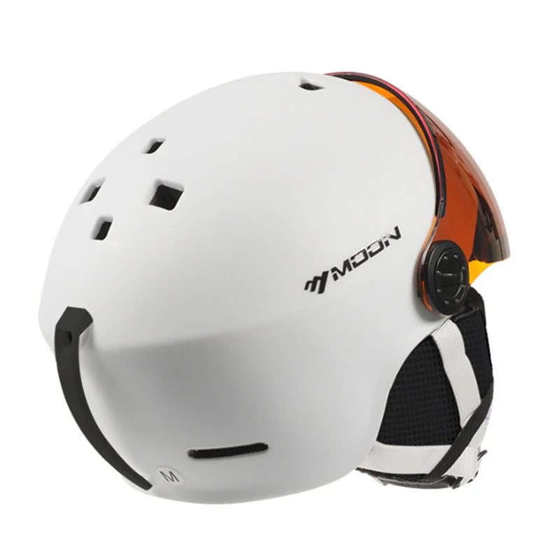 MOON Skiing Helmet Integrally-Molded PC+EPS High-Quality Ski Helmet Goggles Outdoor Sports Ski Snowboard Skateboard Helmets Mens