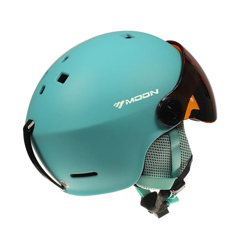 MOON Skiing Helmet Integrally-Molded PC+EPS High-Quality Ski Helmet Goggles Outdoor Sports Ski Snowboard Skateboard Helmets Mens