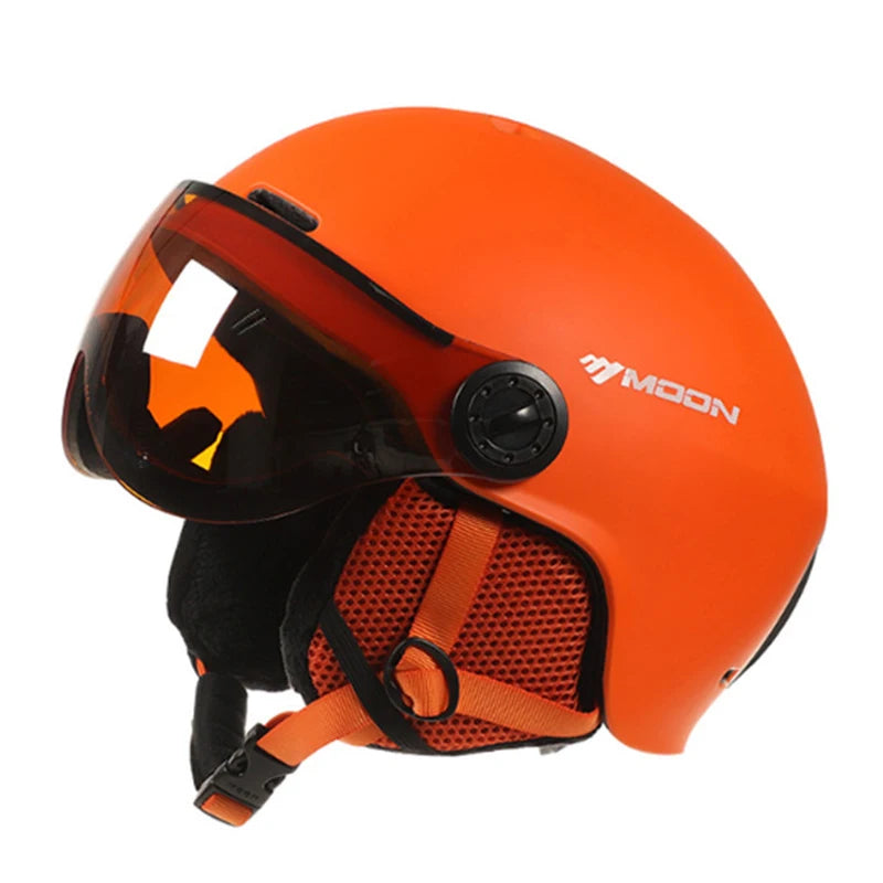 MOON Skiing Helmet Integrally-Molded PC+EPS High-Quality Ski Helmet Goggles Outdoor Sports Ski Snowboard Skateboard Helmets Mens