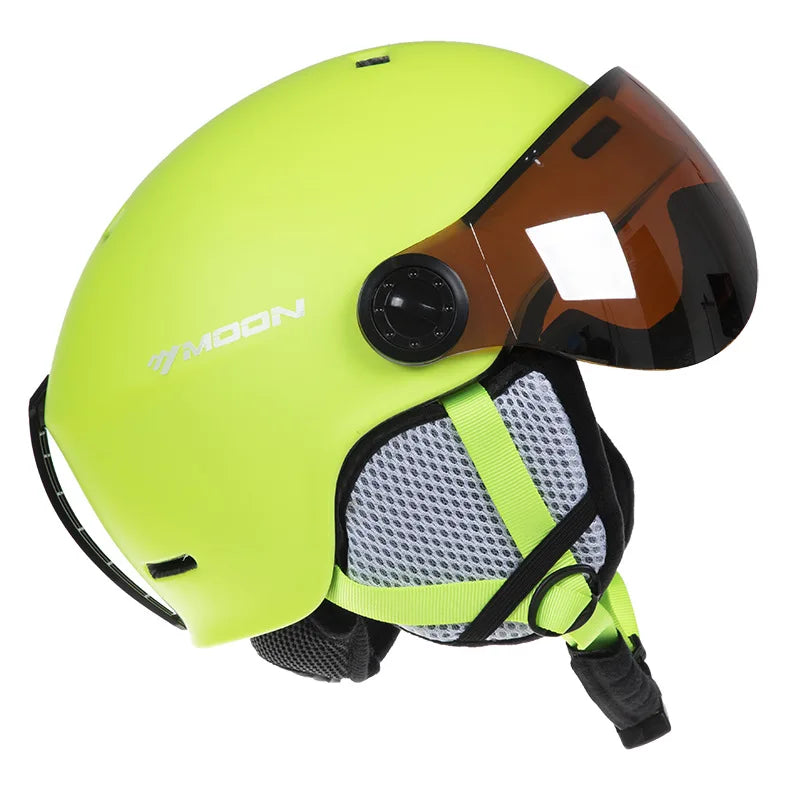 MOON Skiing Helmet with Goggles Integrally-Molded PC+EPS High-Quality Ski Helmet Outdoor Sports Ski Snowboard Skateboard Helmets