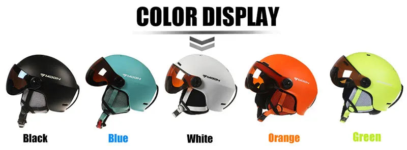 MOON Skiing Helmet with Goggles Integrally-Molded PC+EPS High-Quality Ski Helmet Outdoor Sports Ski Snowboard Skateboard Helmets