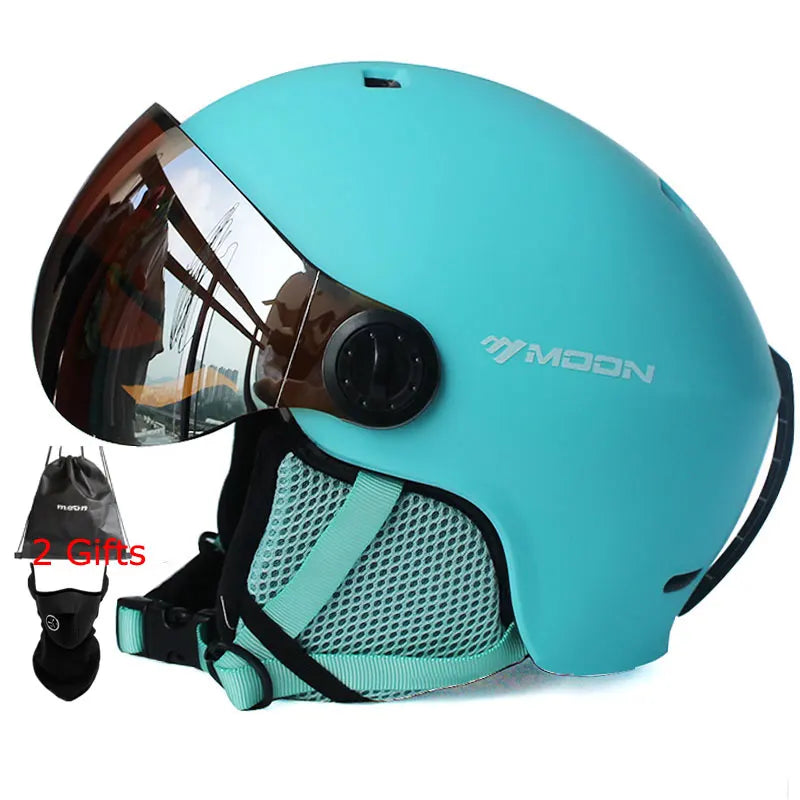 MOON Skiing Helmet with Goggles Integrally-Molded PC+EPS High-Quality Ski Helmet Outdoor Sports Ski Snowboard Skateboard Helmets