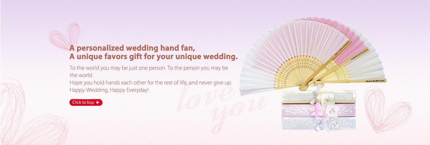 100Pcs Personalized Bamboo Folding Fans Print on Fabric for Promotion Art Activity Custom Fan for Wedding Anniverisity Party