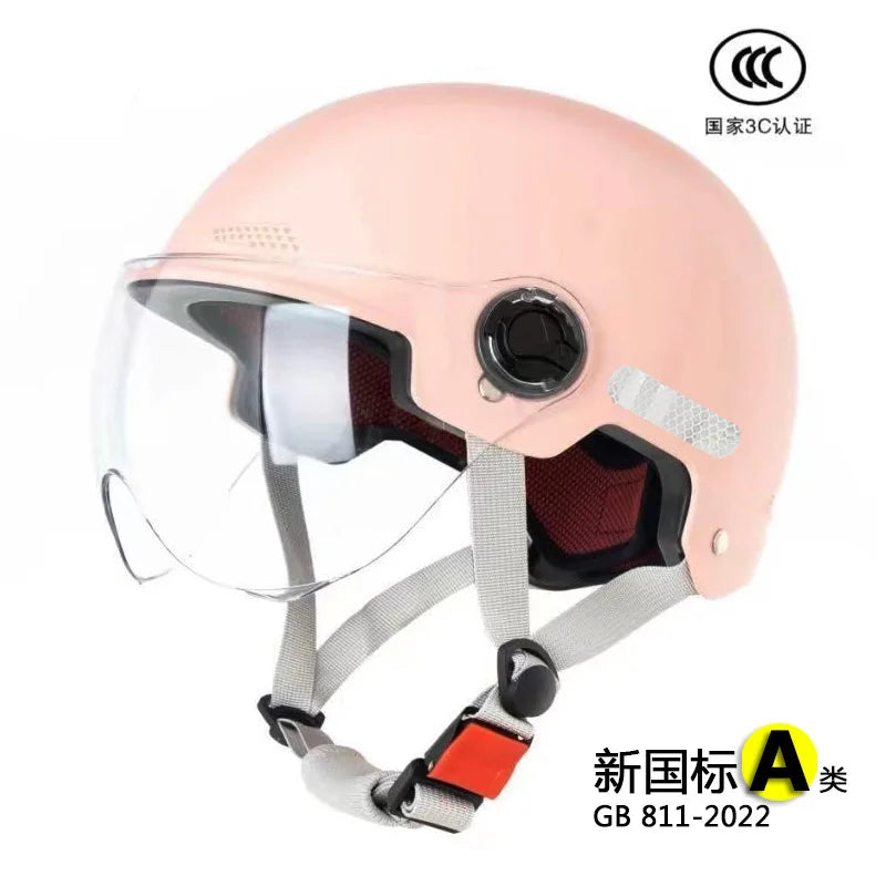 Universal Safety Helmet For Men And Women's Electric Motorcycle Summer Battery Car Half Helmet Four Seasons Recognized By 3C