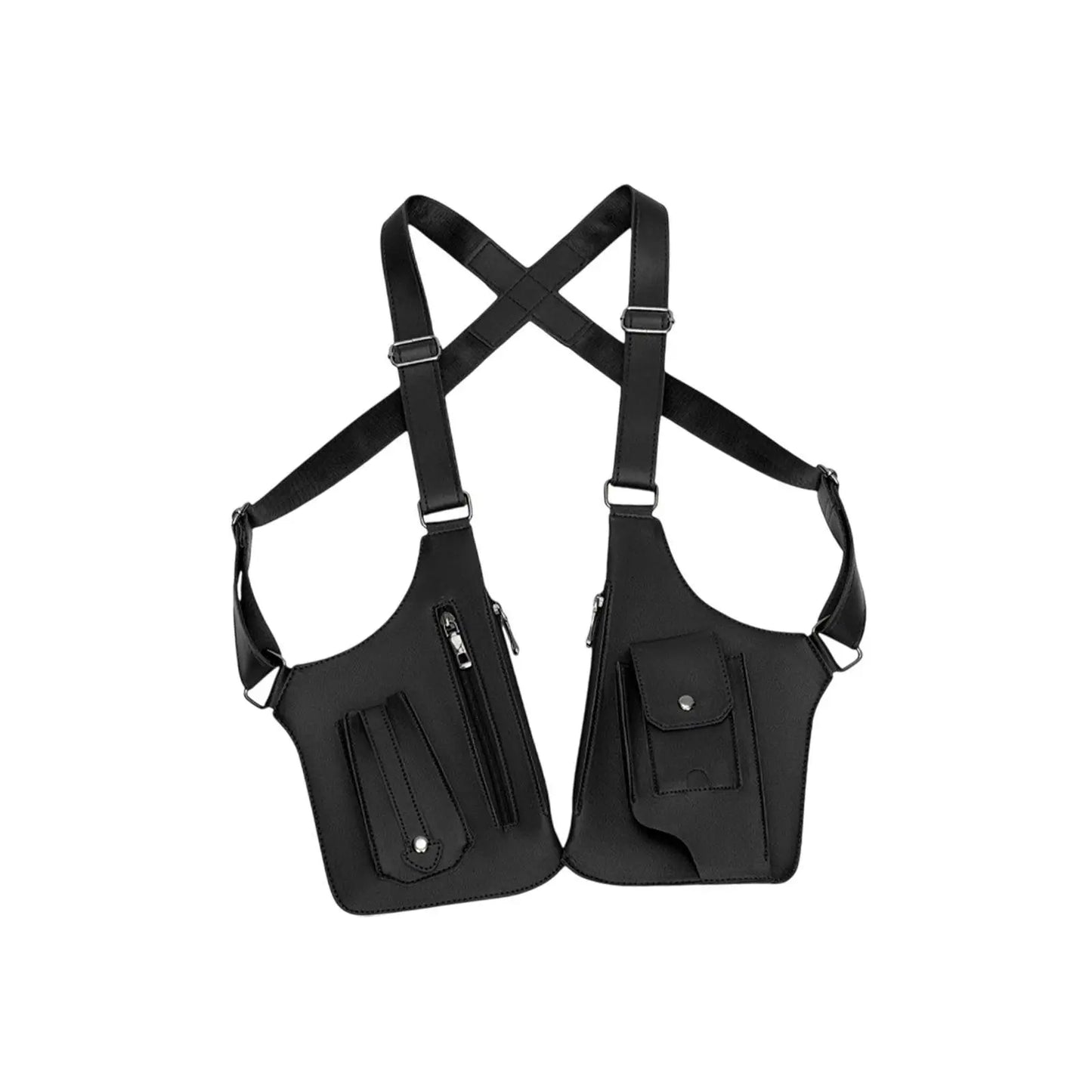 Hide Underarm Shoulder Bag Underarm Strap Wallet Outdoor Phone Bag Double Shoulder Pouch PU Leather for Fishing Men and Women