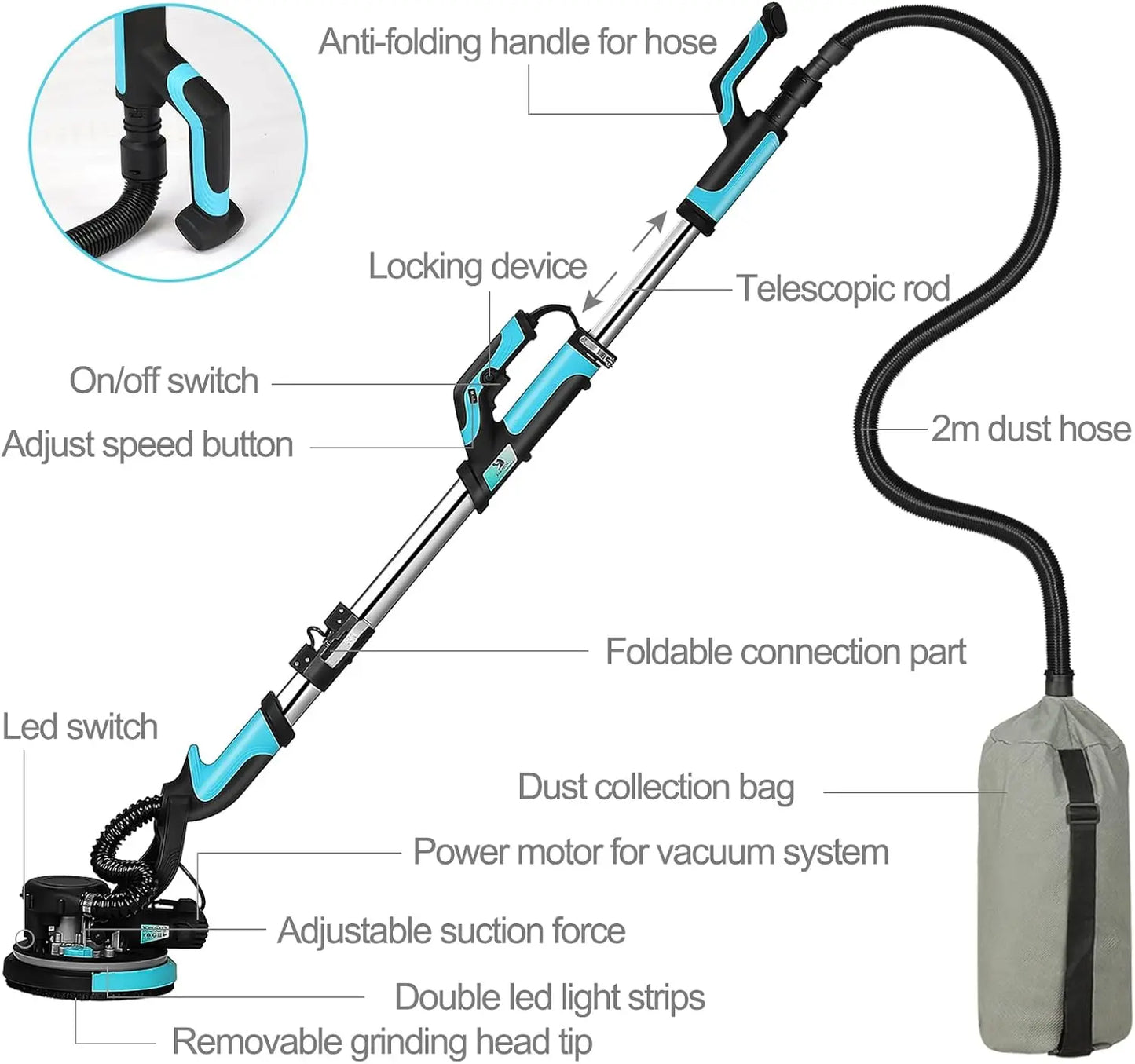 Sander 750W 6.5A Popcorn Ceiling Removal Tool Machine 7 Variable Speed