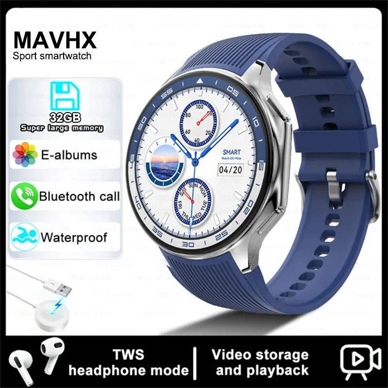 2025 New For OPPO Xiaomi 32G Memory Smart Watch Men Full Touch HD AMOLED Screen Music Fitness Tracker Bluetooth Call Smartwatch