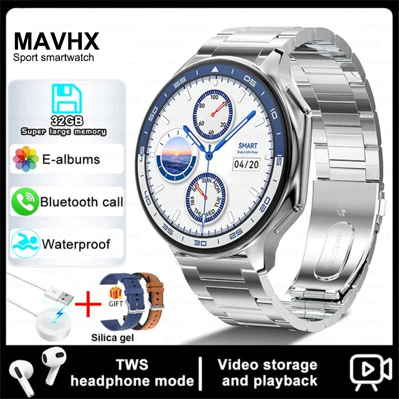 2025 New For OPPO Xiaomi 32G Memory Smart Watch Men Full Touch HD AMOLED Screen Music Fitness Tracker Bluetooth Call Smartwatch