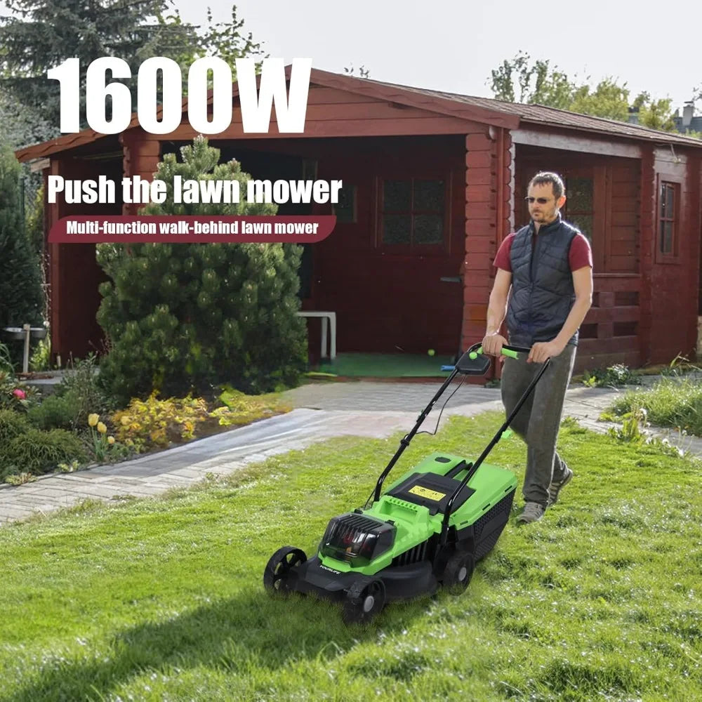 Cordless Lawn Mower, 1600W 3600Rpm Electric Mower with Adjustable Height | Self-Propelled Push Mower for Easy Yard Work
