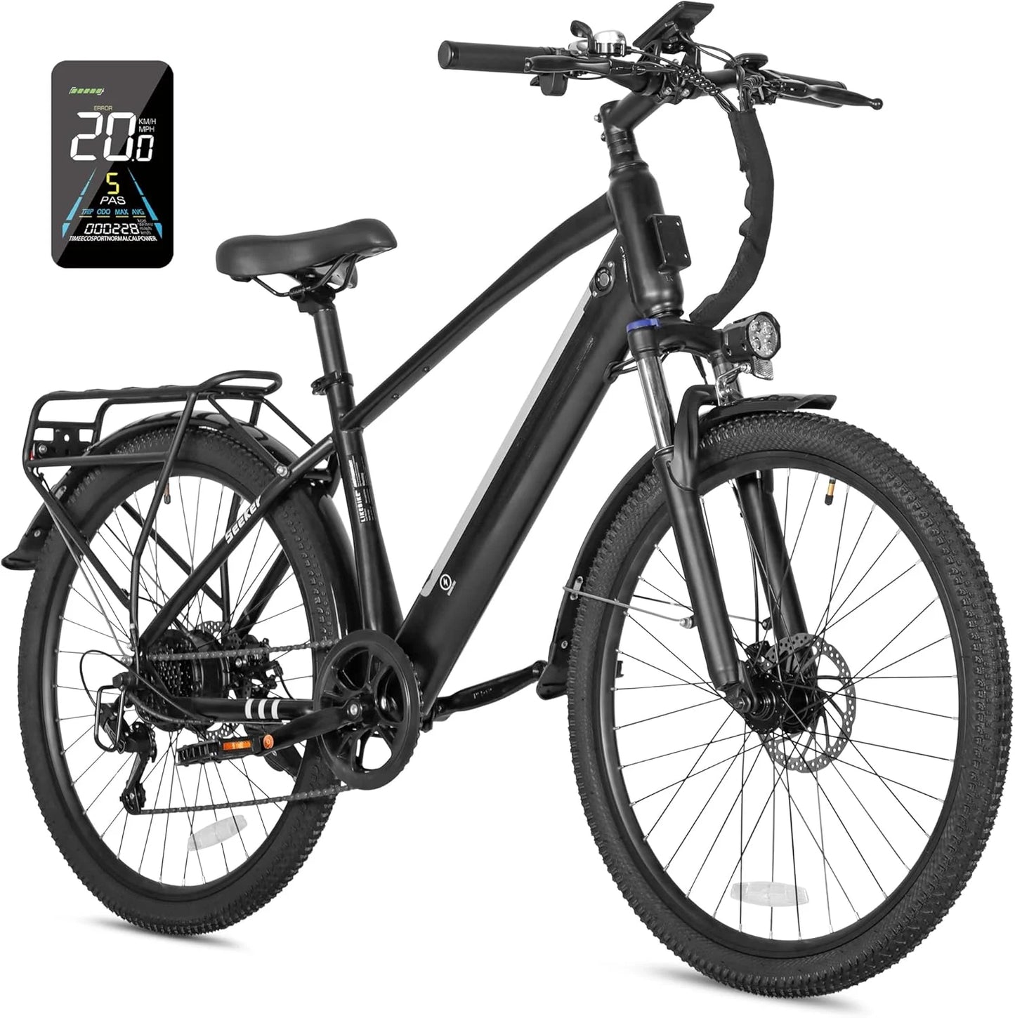 Adult Electric Bike with Peak 500W Brushless Motor, 35 Mile 324 Removable Battery