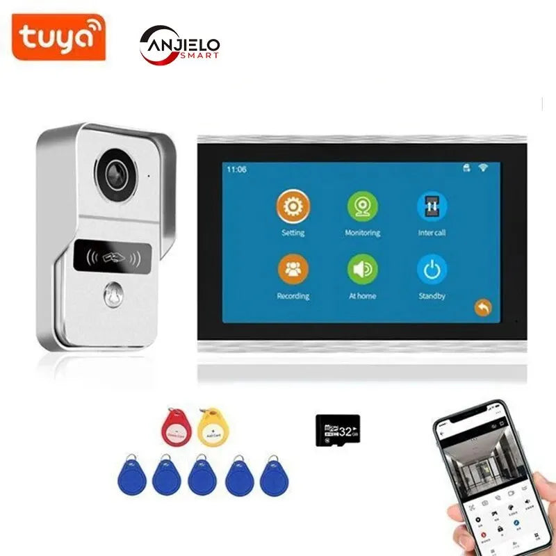 10 Inch 7 Color Touch Screen Wireless Wifi Video Doorbell Smart Home Intercom Kit for
