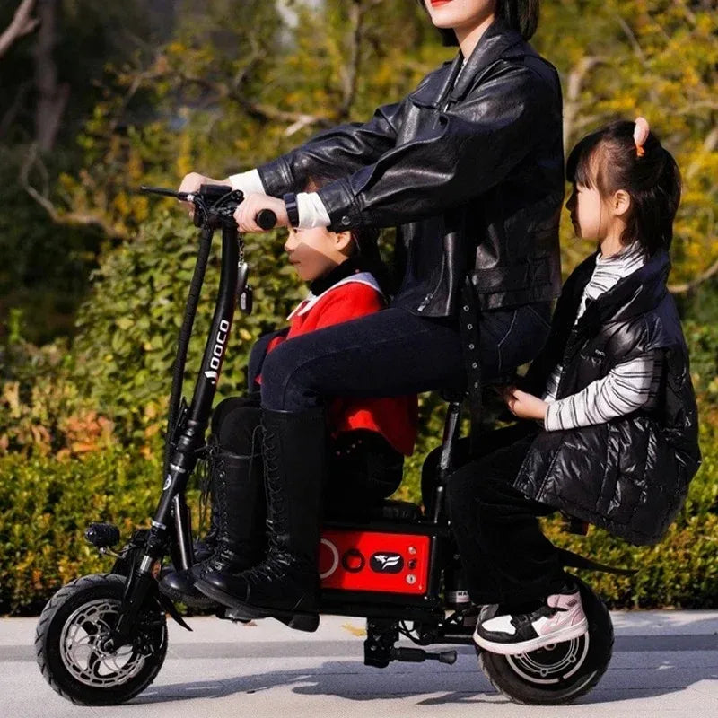 Electric Tricycle 500W 48V 10AH Double Three-person Folding Electric Scooter Adult Portable Mini Small City Mobility E-Scooter