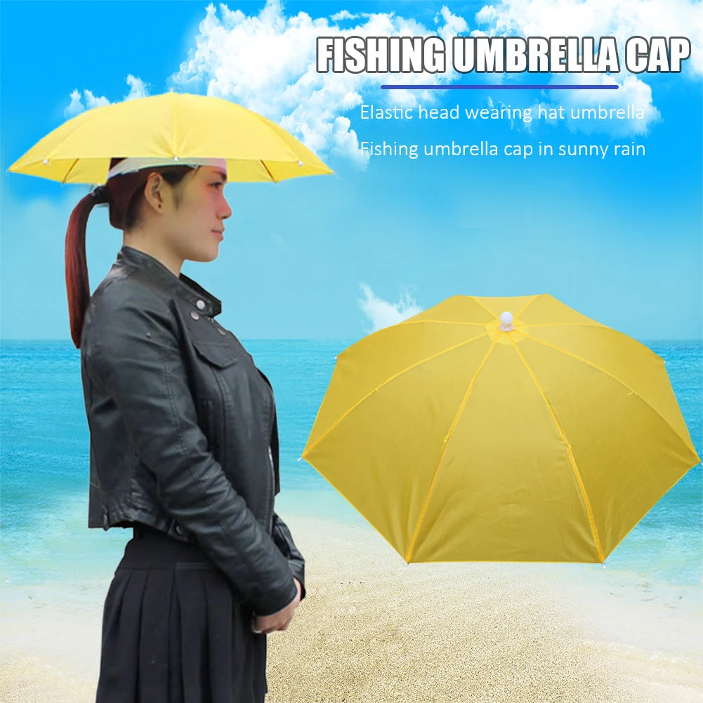 Portable Rain Umbrella Hat Foldable Outdoor Sun Shade Waterproof Camping Cap