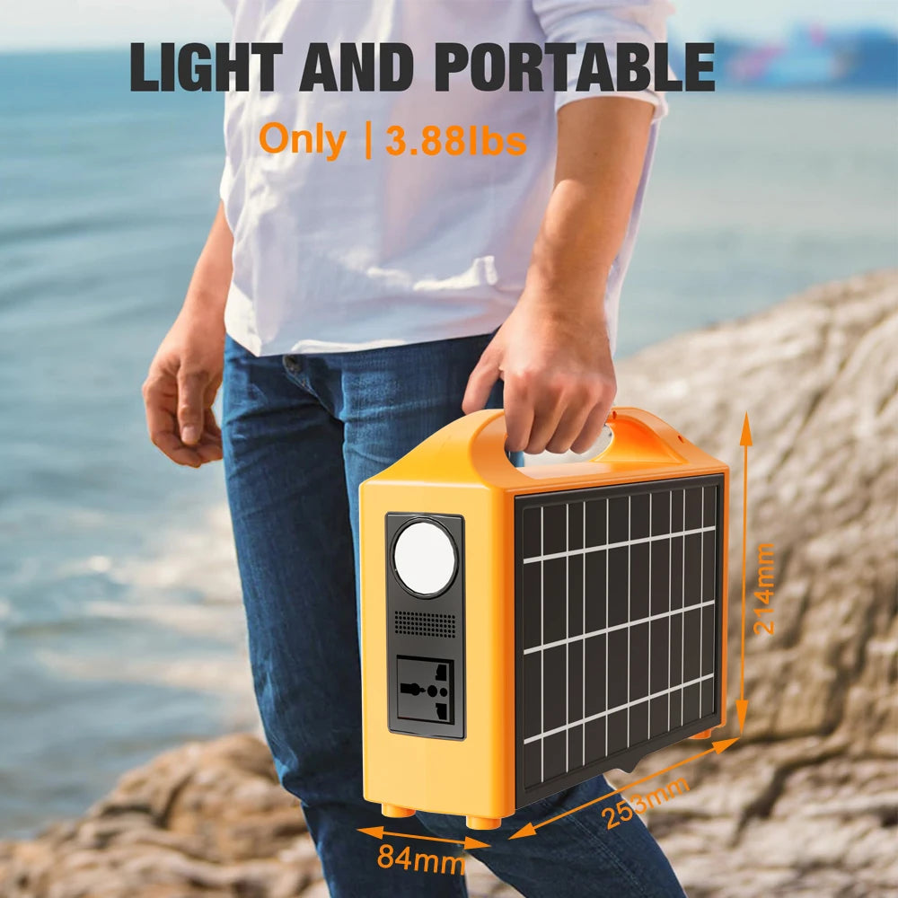 100W Power Station 220V 110V Power Supply Solar Generator Portable Power Bank LiFePo4 Battery With Solar Panel Outdoor Camping