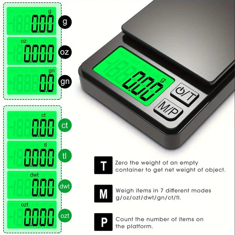 Digital Gram Food Jewelry Ounces/Grains Scale with Backlit LCD - Mini Scale for Travel