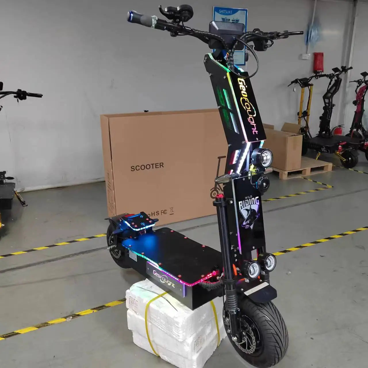 Geofought 14 Inch Dual Motor 72V 8000W Powful 120KM/H Speed Foldable Wholesale DDP Sports Electric Scooter
