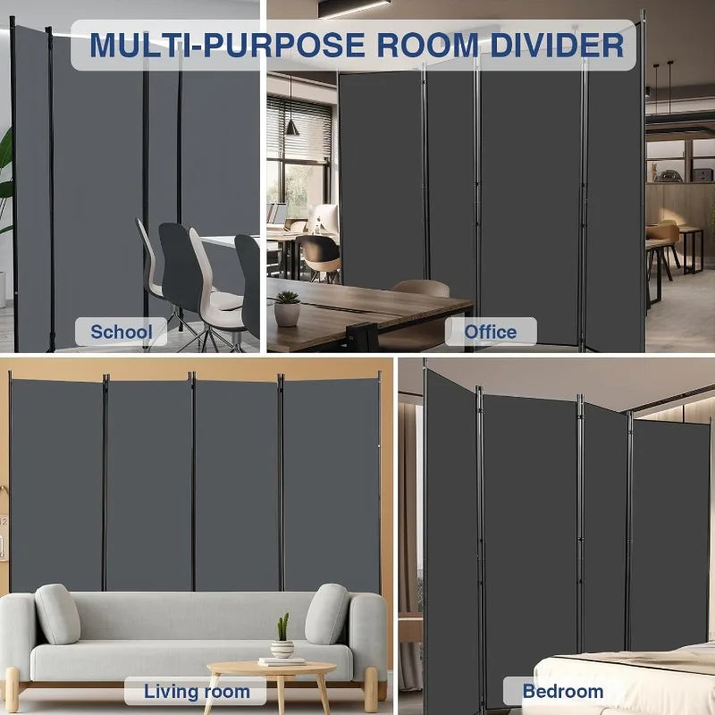 4 Panel Room Divider, Folding Privacy Screen Wall Divider for Room Separation, Freestanding Room Partitions,84”W×67”H
