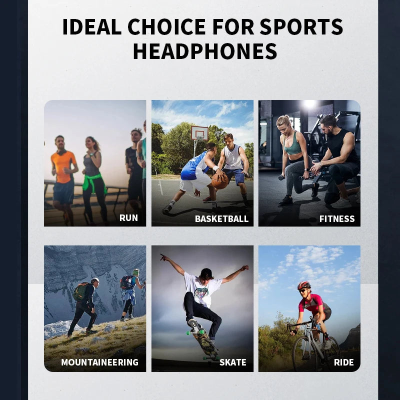 Bluetooth 5.3 Sports Wireless Headphones Ear Hook Waterproof Headset