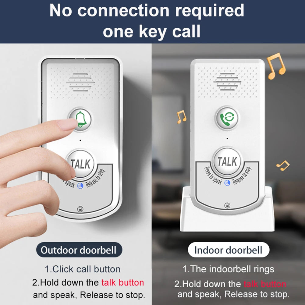 2 Way Voice Intercom ABS Wireless Intercomunicador Doorbell System Unit Two Way Audio Voice Sender Reciever for Home Hospital