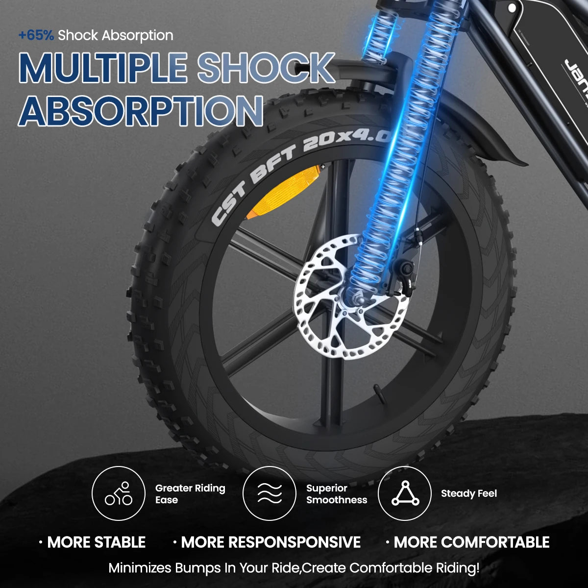 Adults Electric Bike JANSNO X50 750W 48V14AH Removable battery Accessori Fat Tire 20" Off Road Mountain Ebike Moped Style Ebike