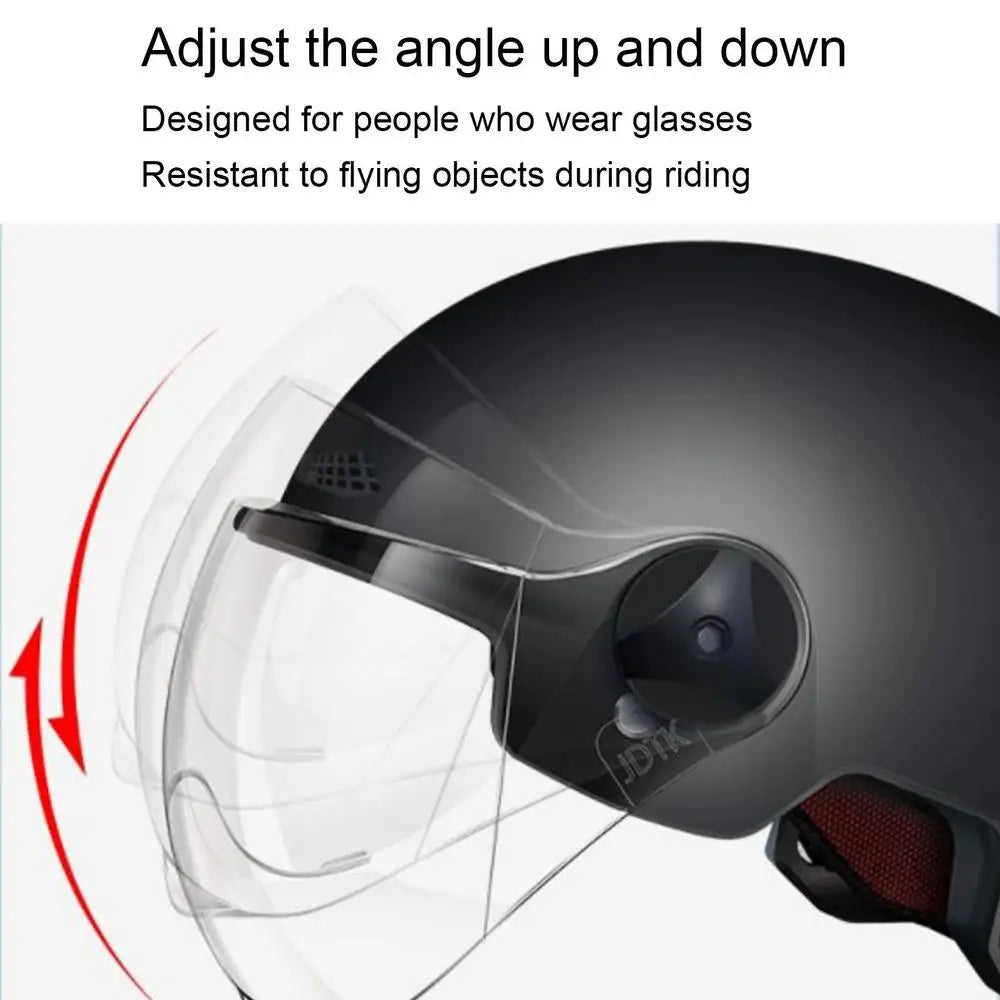 Electric Motorcycle Helmet Motor Car Scooter Bike Men Woman Open Face Half Helmet Anti-UV Safety Hat Bicycle Cap with Goggles