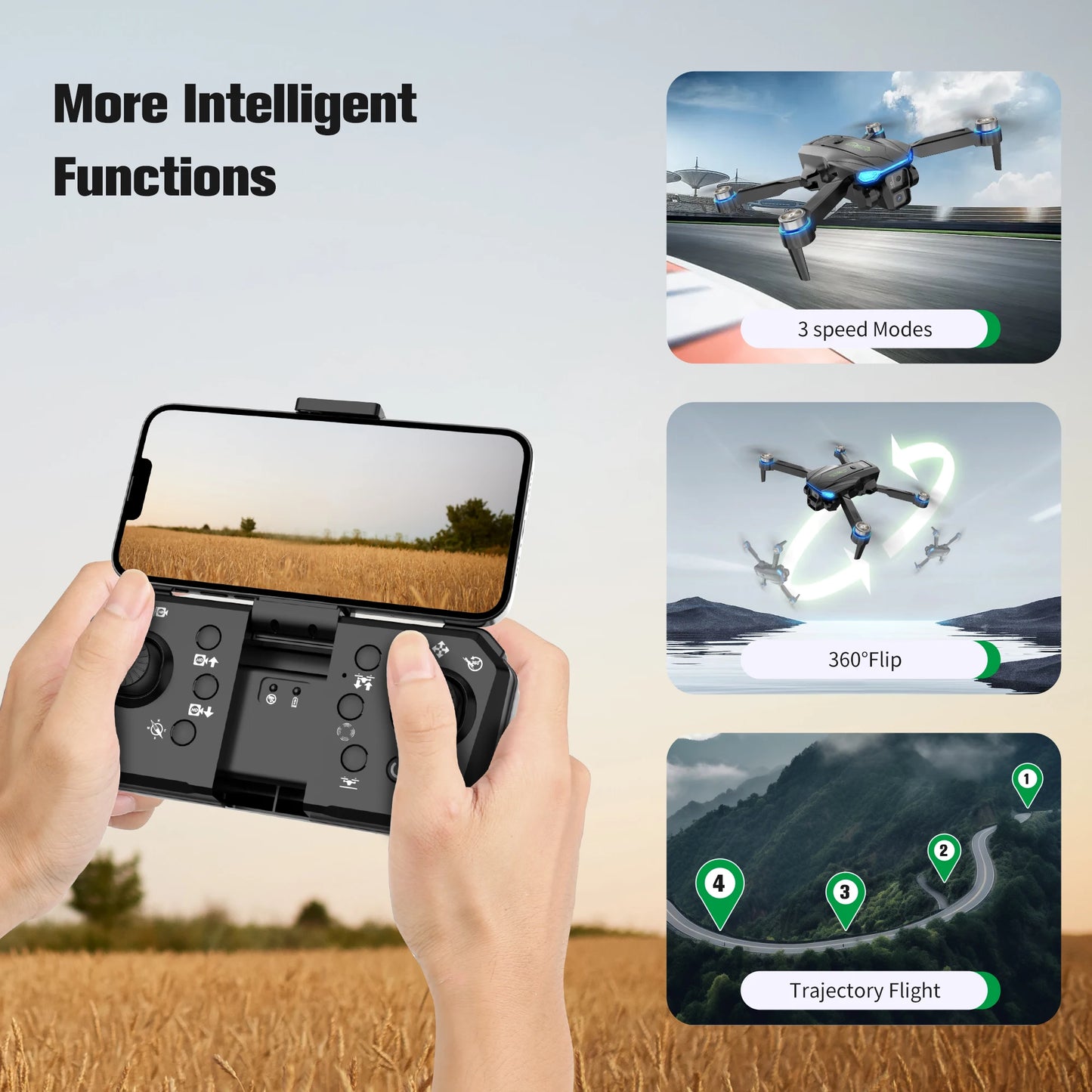 RC Drone 1080P HD Camera Brushless Motor Low-Power/Remote Alarm