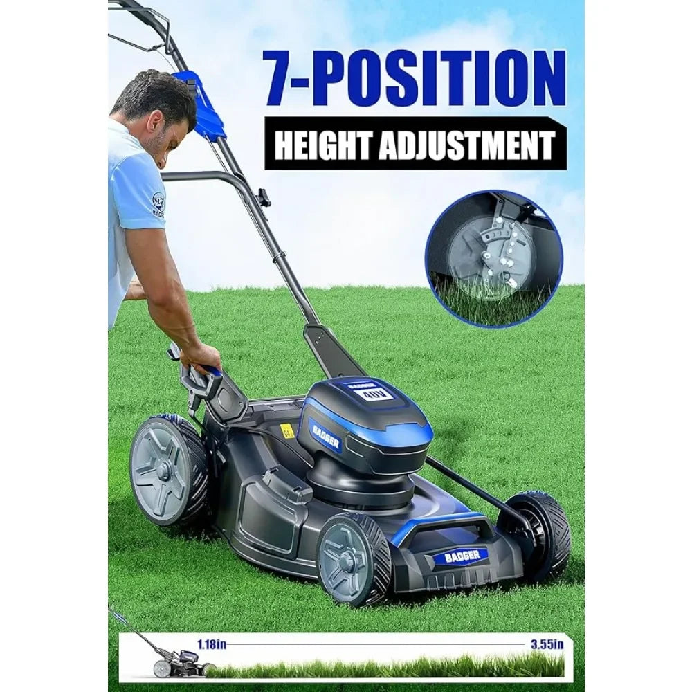 40V Brushless 21 Inch Cordless Self-propelled Lawn Mower, Height Adjustable Electric Lawn Mower, Comes with Battery and Charger