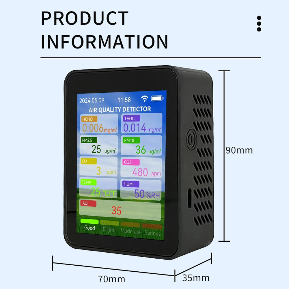 Tuya WiFi Multifunctional Air Quality Meter Household HCHO TVOC Carbon Monoxide CO2 PM2.5 PM10 Tester Portable