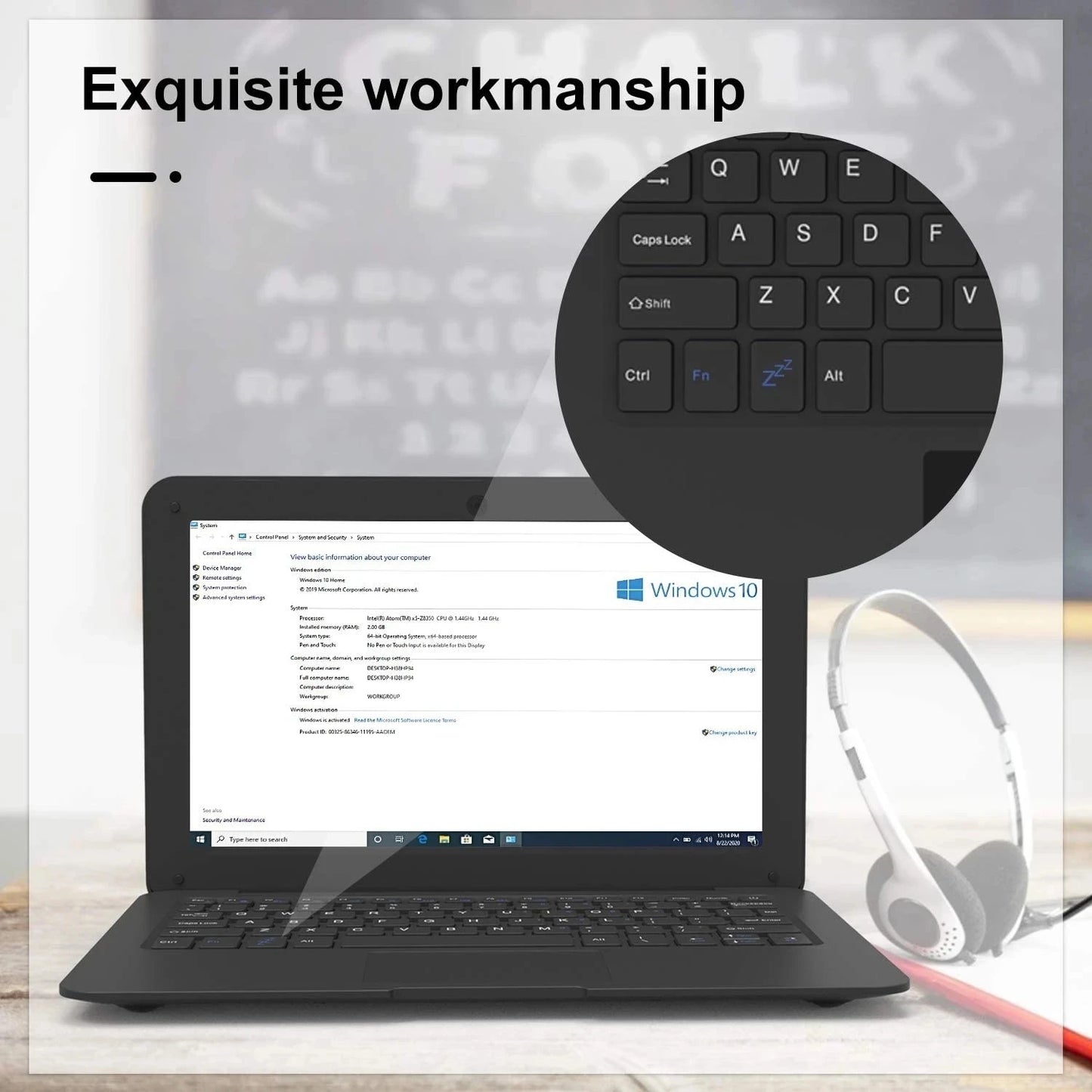 10.1 Inch Computer Laptop Windows 10 OS Preinstalled Quad Core 3GB+64GB Netbook HDMI Webcam Office (Black)