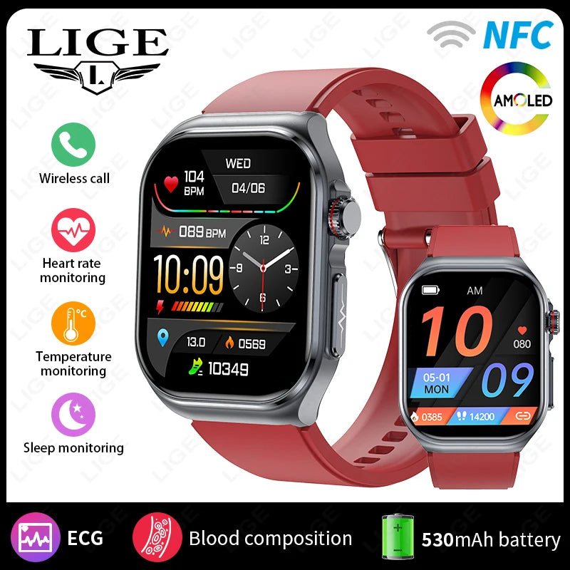 AI Medical Diagnosis Blood Lipids Uric Acid Waterproof Watch Bluetooth Call Health