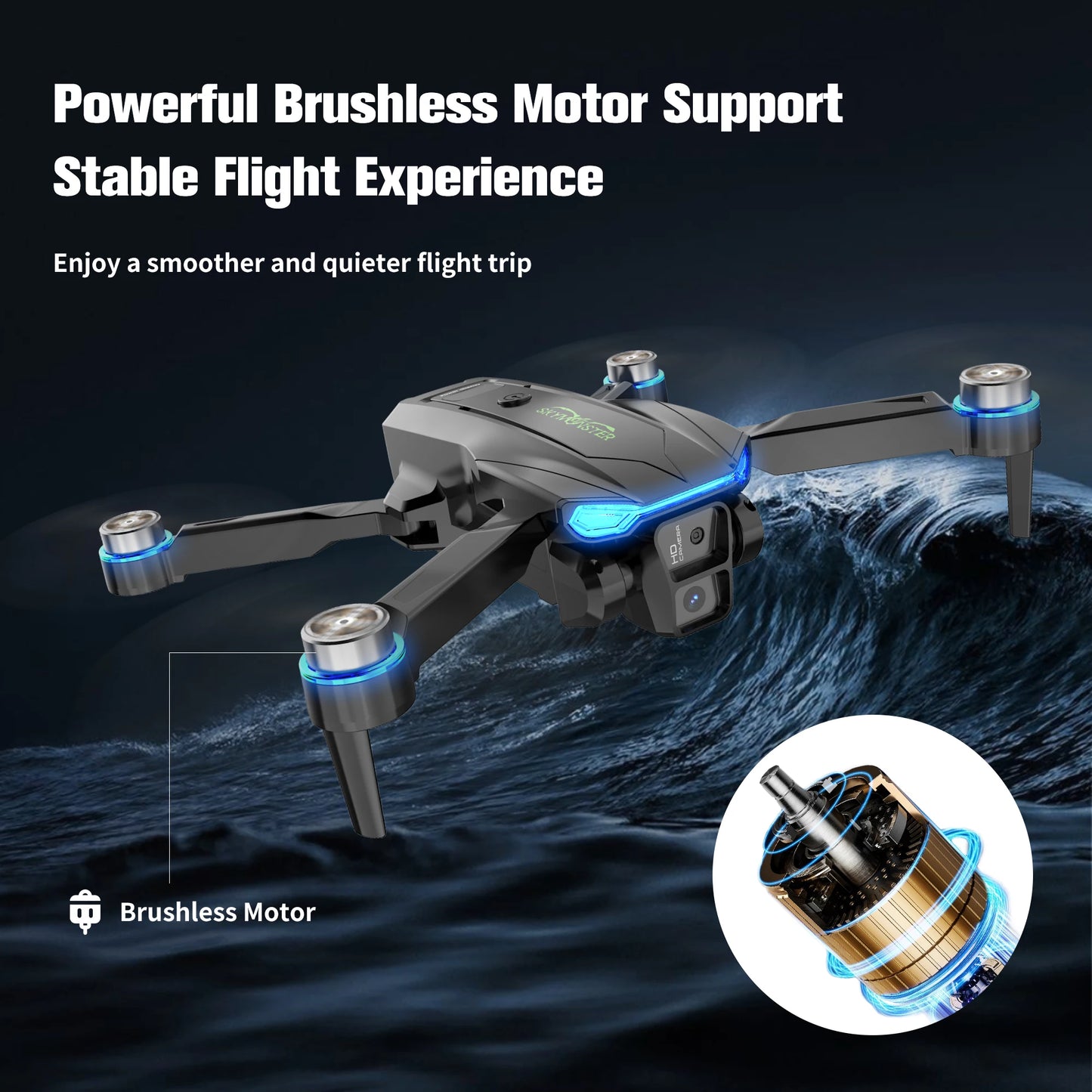 RC Drone 1080P HD Camera Brushless Motor Low-Power/Remote Alarm