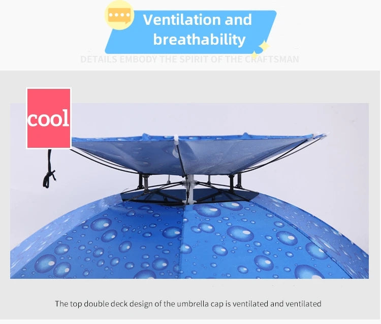 Portable Rain Umbrella Uv Protection Head Umbrella Hat Foldable Outdoor Travel Fishing Sunshade Waterproof Camping Cap Headwear